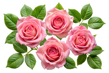 bouquet of pink roses isolated on white background. Transparent PNG