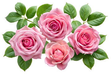 bouquet of pink roses isolated on white background. Transparent PNG