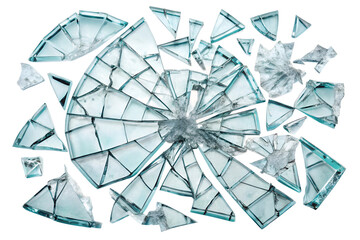 broken glass isolated on white background. Transparent PNG