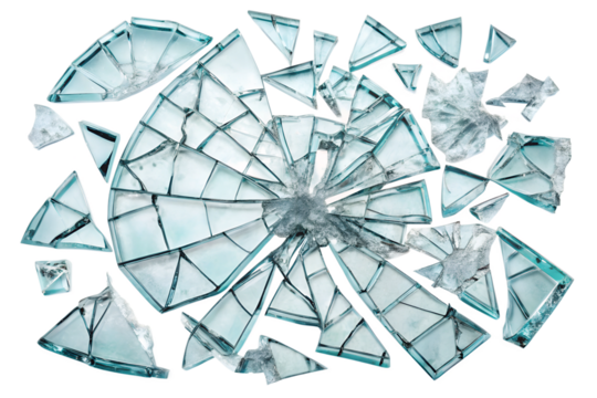 broken glass isolated on white background. Transparent PNG
