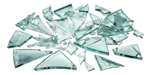 3d render of broken glass isolated on white background. Transparent PNG