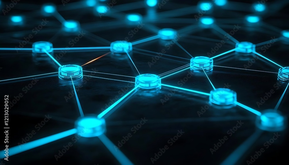 Poster abstract network connection with glowing nodes and lines.