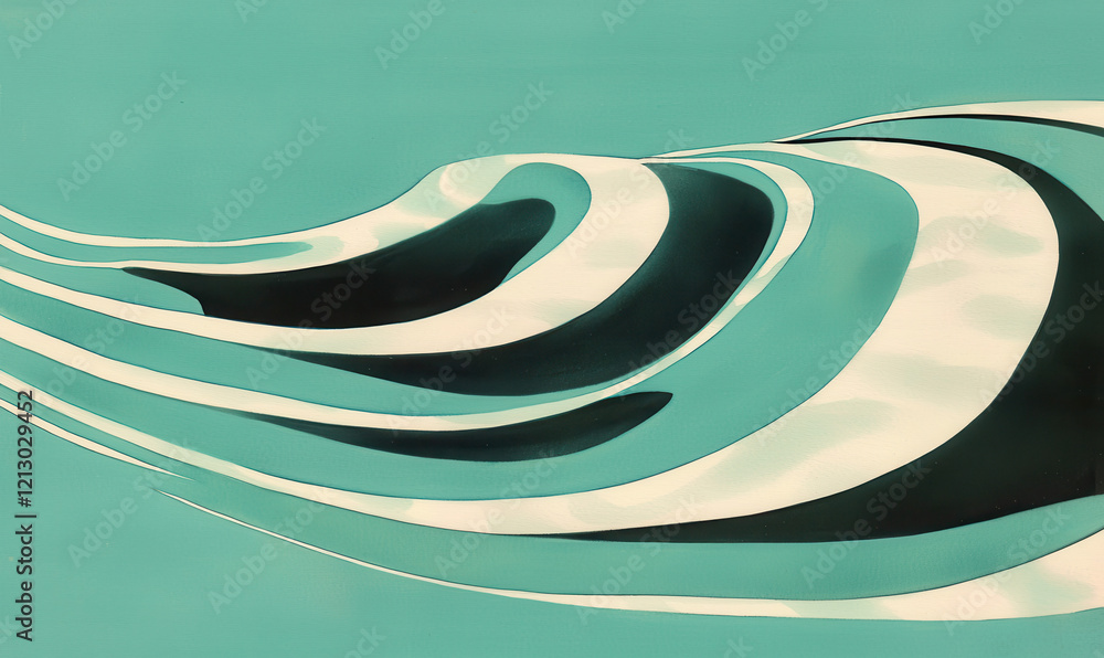 Aufkleber abstract ocean waves in motion: a captivating fluid art depiction of dynamic curves and swirls in tr