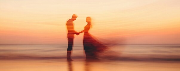 Fototapeta premium Timeless wedding scene capturing an intimate moment between newlyweds as they embrace in a dreamy atmosphere of soft bokeh lighting, creating an ethereal romantic mood perfect for luxury celebrations,