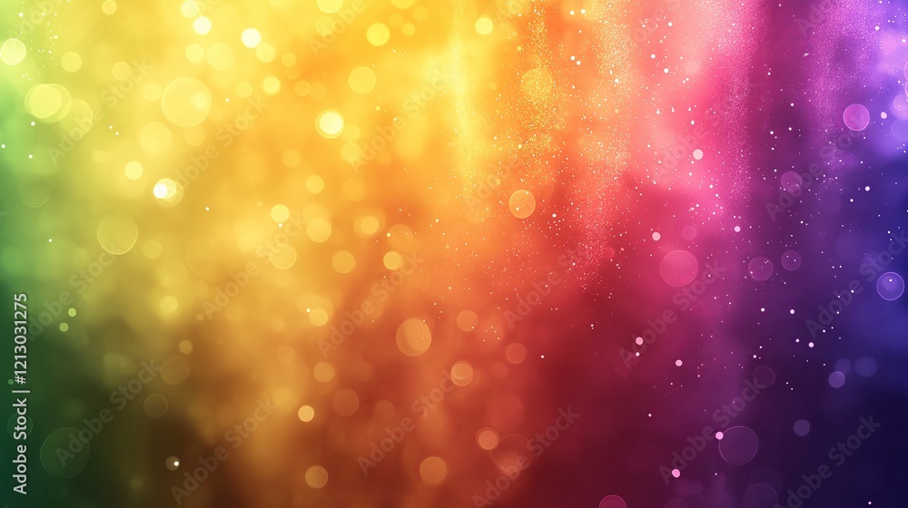 Poster Glowing abstract bokeh background with colorful light particles, smooth gradient effects, and shimmering illumination for a dreamy and vibrant atmosphere, Generative AI