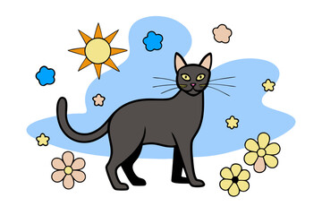 Create a Cat Silhouette Vector Style with White Background

