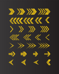 Directional sign or arrows icons set with grunge effect