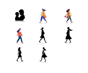 Obraz premium Pregnant woman silhouette set 01