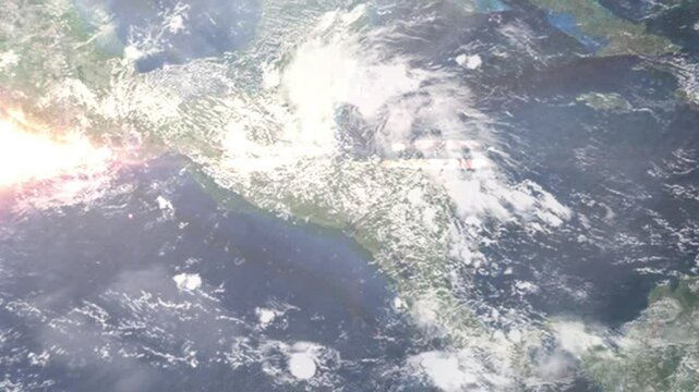Zooming in on Comayagua, Honduras frome space - Perfect for Travel Intros and Backgrounds. Realistic 3D Animation.