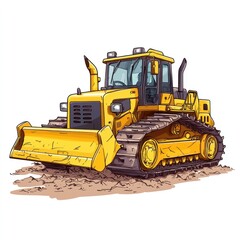 Yellow Bulldozer isolated on white background. Bulldozer icon. Construction Vehicle. Yellow Construction Bulldozer. Heavy yellow bulldozer on a white. Bulldozer tractor isolated on white