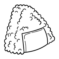 Hand drawn doodle onigiri on white background.
