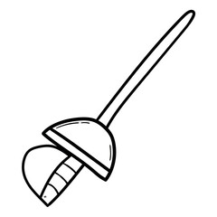 Hand drawn doodle rapier on white background.