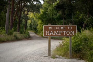 Rustic Wooden Sign Welcoming Visitors to Hampton Virginia United States with Charming Coastal Aesthetic