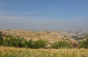 Layered Rocks and Hills in Rugged North Dakota