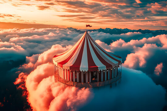 Chapiteau de cirque dans les nuages