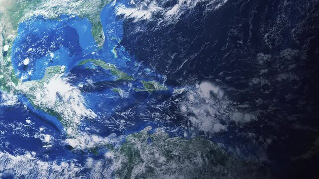 Zooming in on Santo Domingo, Dominican Republic frome space - Perfect for Travel Intros and Backgrounds. Realistic 3D Animation.