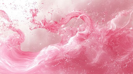 Fototapeta premium Pink liquid splashing, swirling, and flowing on light background.