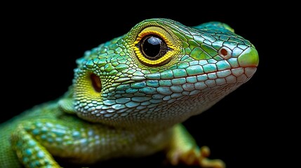 Naklejka premium Magnificent Emerald Lizard: A Close-Up Portrait