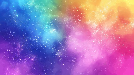 Rainbow Nebula Cosmic Watercolor Painting