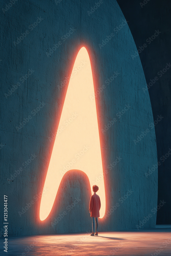 Poster exploration of the unknown: illuminated symbol and the journey into enigmatic realms of imagination