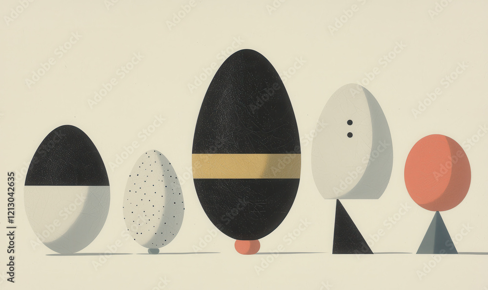 Poster minimalist abstract geometric art: innovative composition of shapes with emphasis on form and color 