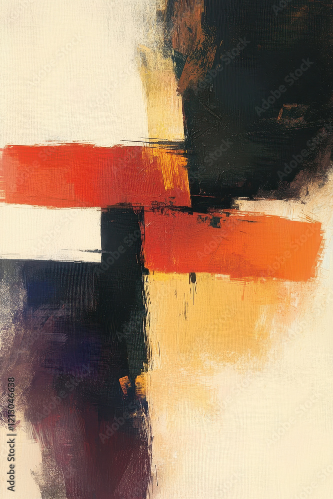 Aufkleber dynamic abstract expressionism artwork showcasing bold geometric patterns and vibrant color contrast