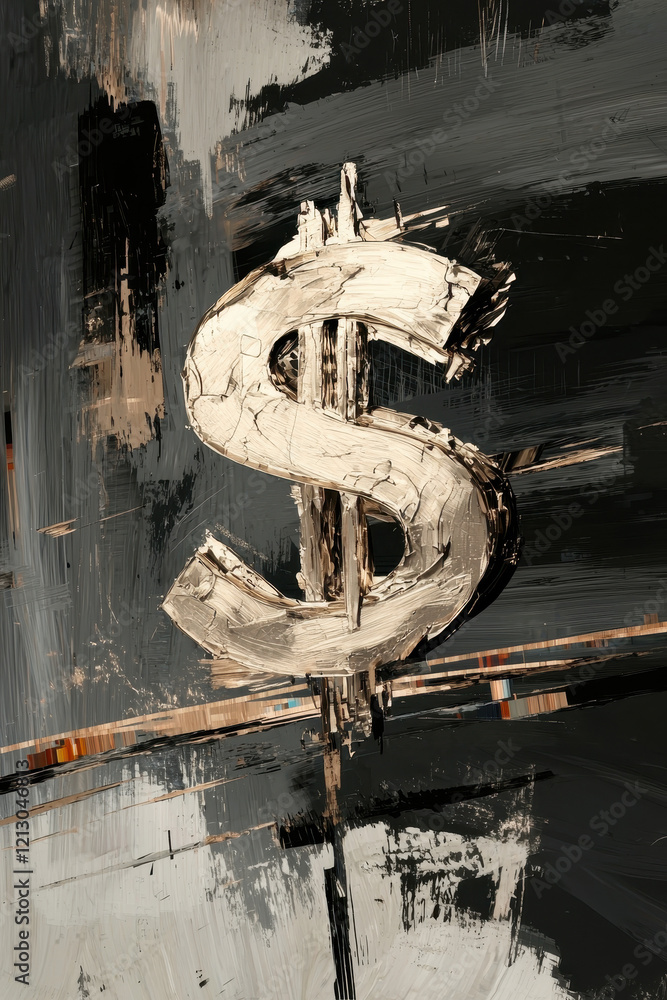 Poster abstract artistic representation of a dollar symbol highlighting business and financial concepts thr