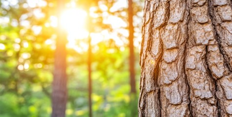 Obraz premium A serene Silent Forest illuminated by radiant spring sun rays