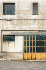 Garage door, part of old building exterior