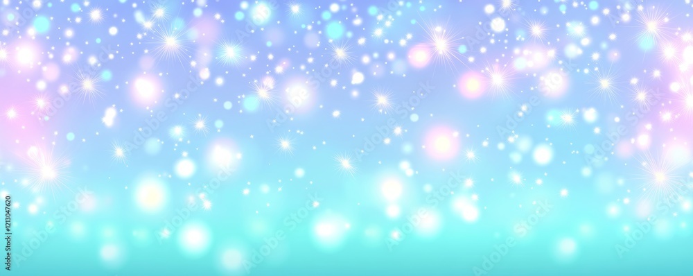 Poster christmas or spring theme captured in an abstract blue and green bokeh background featuring blurred 