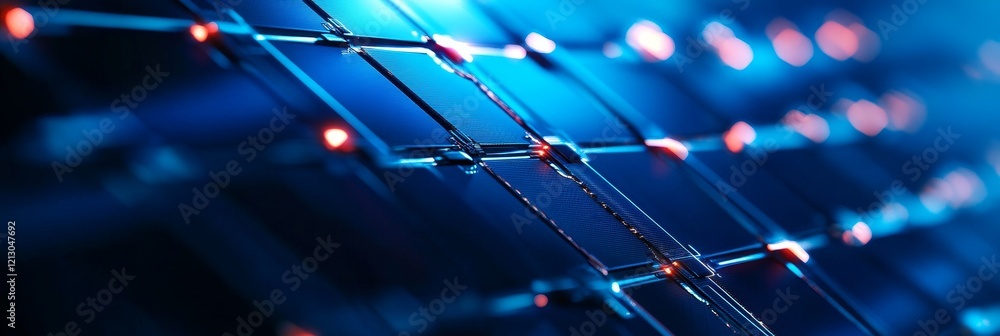 Poster abstract digital network grid - close-up view of a futuristic digital network, showcasing interconne