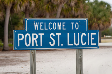 Welcome to Port St. Lucie Florida Wooden Sign with Rustic Charm and Coastal Vibes