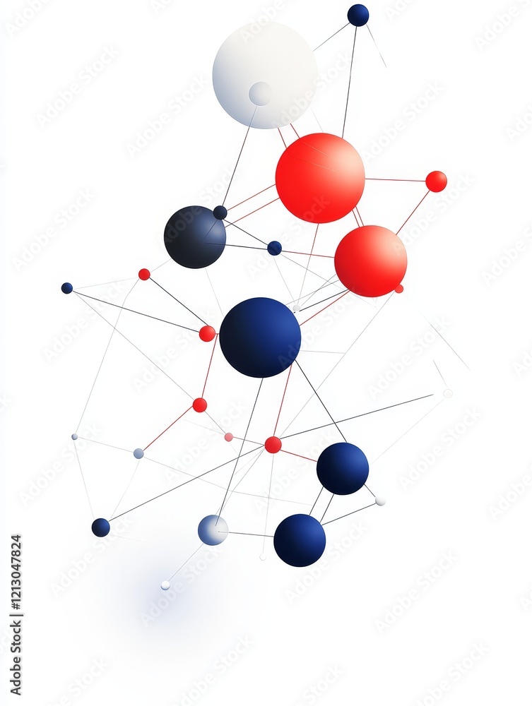 Poster abstract network connection - an abstract image depicting a network of interconnected spheres in sha