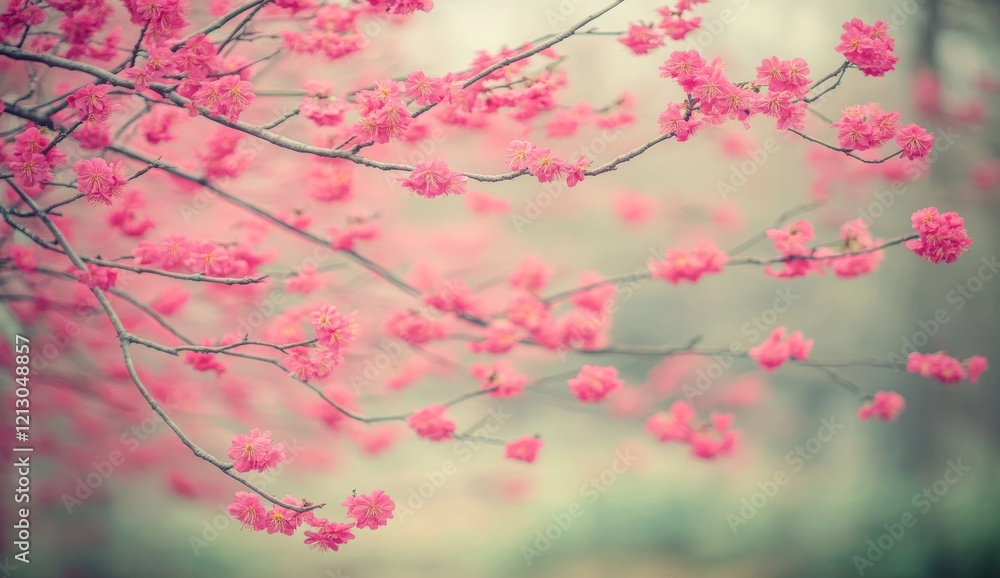 Poster spring blossom flower in close-up with a dark bokeh effect in the background