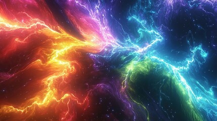 Fototapeta premium A radiant cosmic storm swirling with vibrant colors in the void of space