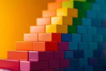 Colorful Blocks Staircase Structure - A vibrant image of colorful blocks arranged in a staircase pattern, representing growth, progress, or building blocks.