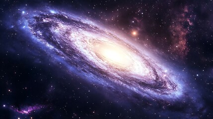 Naklejka premium Stunning starry night with a radiant galaxy spreading light in the panorama