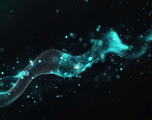 Naklejka premium Futuristic Digital Particle Wave with Glowing Blue Lights in Abstract Motion