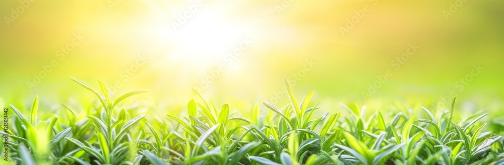 Poster sunlight filtering through green tree leaves, creating a bright scene on a spring day in the park