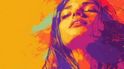 Vibrant Abstract Portrait Of A Woman With Closed Eyes