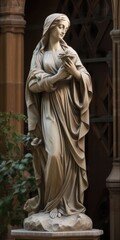 Obraz premium Miriam Prophetess Statue: A Majestic Sculpture in Historical European Church