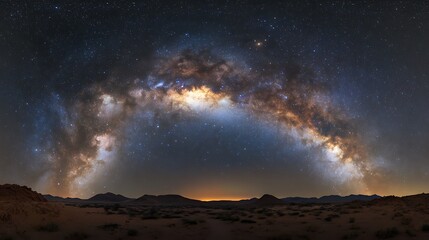 Radiant galaxy lighting up the vast expanse of a starry night panorama