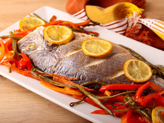 Baked mahi-mahi or dorado fish