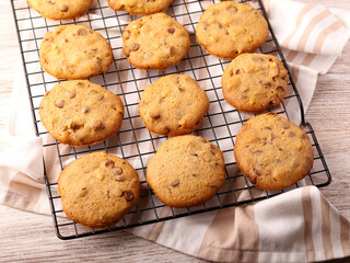 Chocolate chip and walnut cookies
