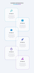 Vertical progress bar featuring 6 arrow-shaped elements, symbolizing the six stages of business strategy and progression. Clean timeline infographic design template. Vector for mobile presentation.