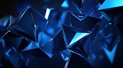 Abstract Blue Geometry: A mesmerizing abstract background features an array of deep blue geometric shapes, creating a dynamic and visually engaging composition.