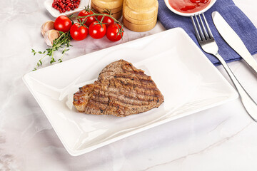 Grilled marble beef steak with sauce