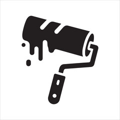 paint roller icon , vector silhouette