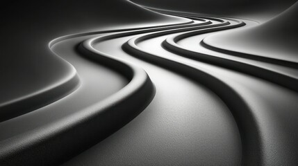 Wavy path through dark landscape, light in distance.