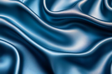 Obraz premium Blue Satin Fabric Draped in Soft Waves